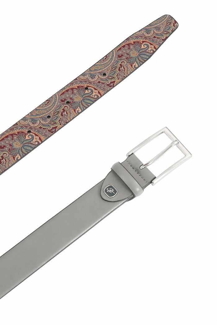 Ceinture homme en cuir 3,5 cm – avec dos imprimé cachemire