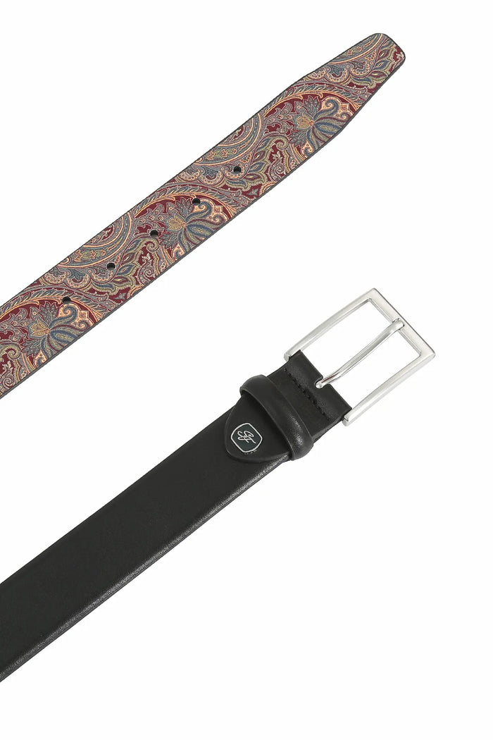 Ceinture homme en cuir 3,5 cm – avec dos imprimé cachemire