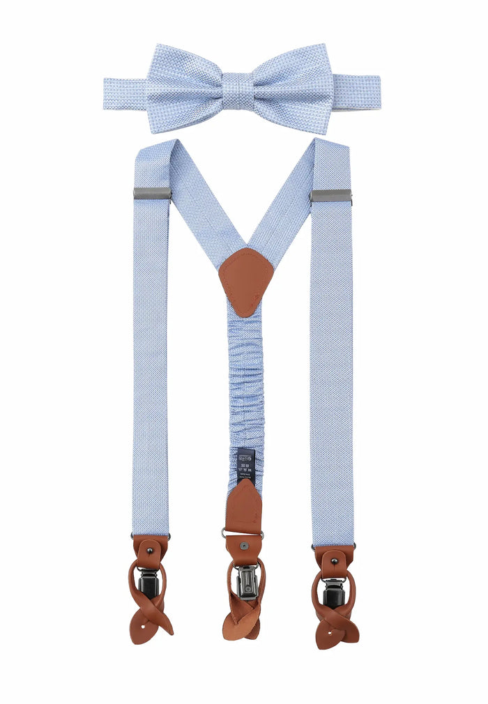 Ensemble bretelles et nœud papillon en soie pour homme – Micro-motifs