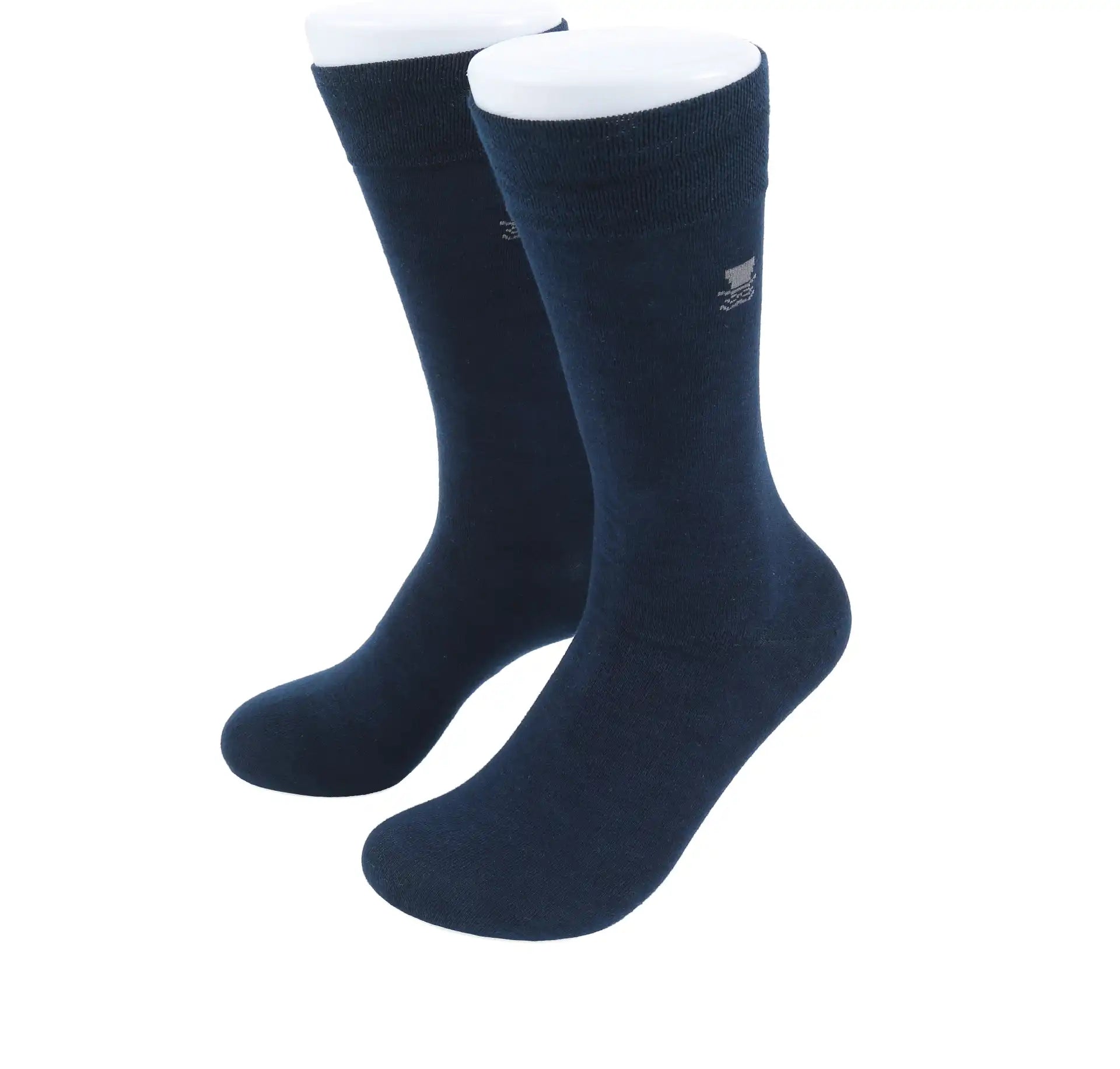 (Dunkelblau) Herren Socken Uni Baumwolle mit Prince Bowtie Logo – Trageansicht