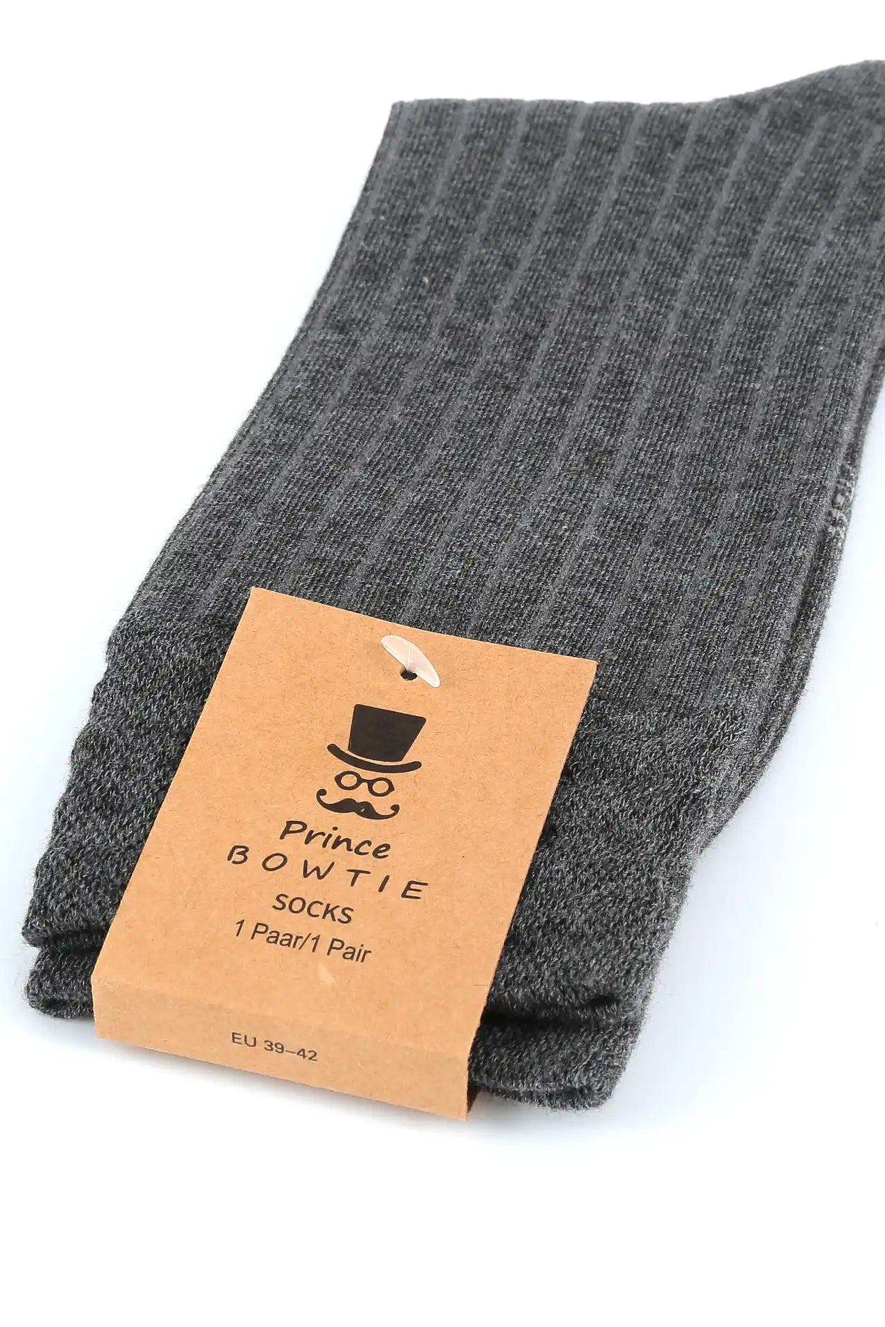 (Anthrazit) Herren Socken Rippstruktur mit Prince Bowtie Etikett – Verpackung