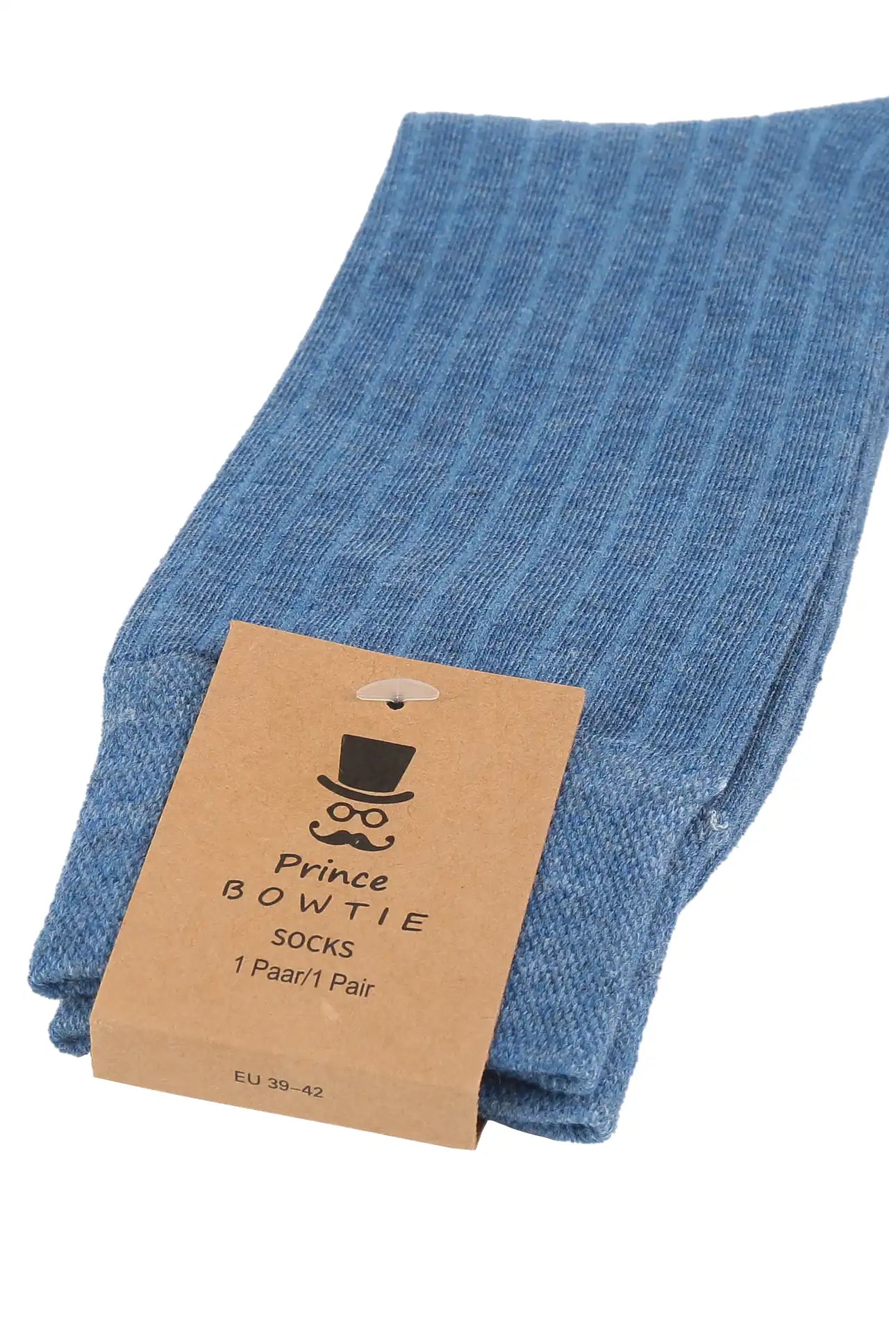 (Hellblau) Herren Socken Rippstruktur mit Prince Bowtie Etikett – Verpackung