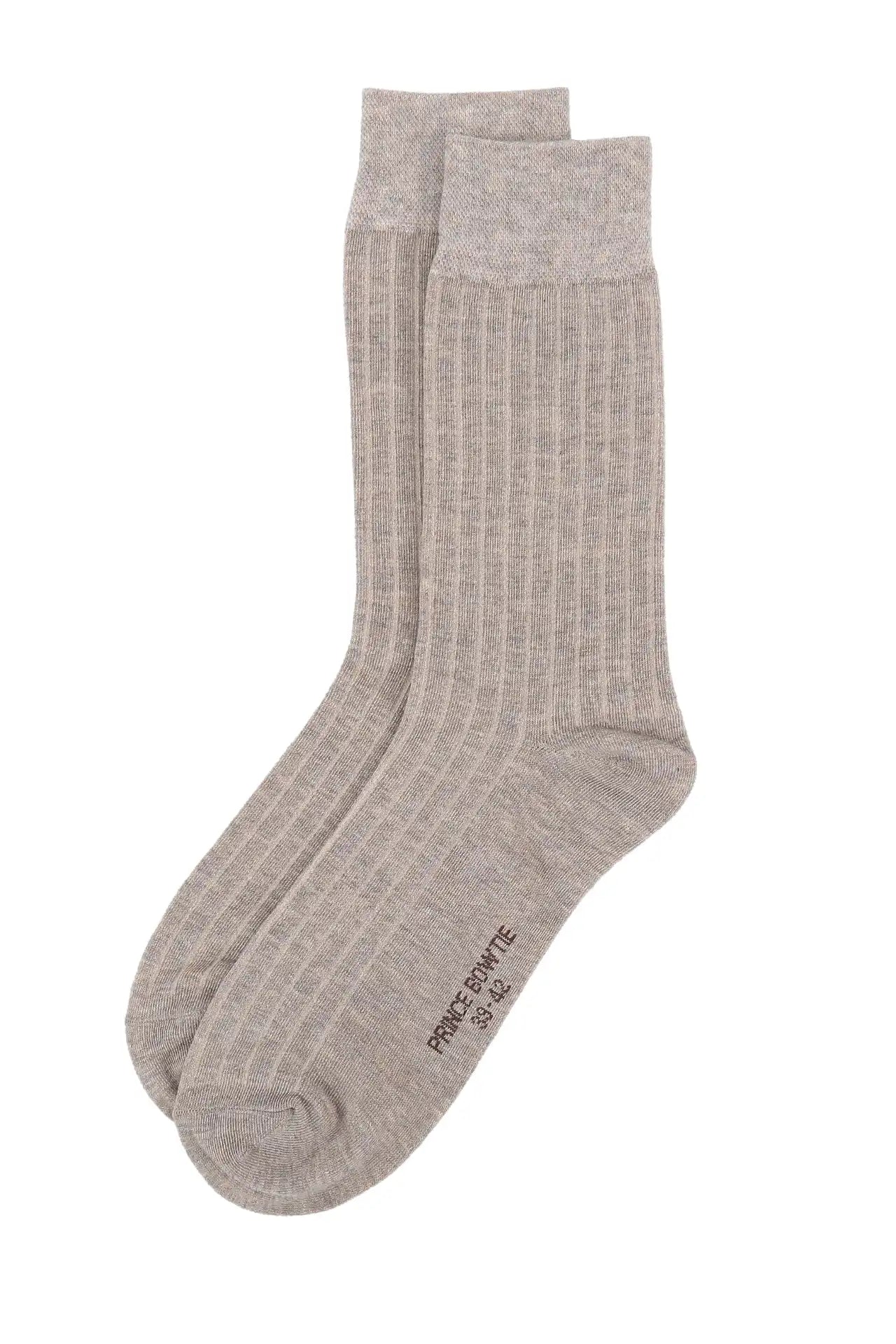 (Beige) Herren Socke Rippstruktur Baumwolle – Detailansicht Struktur