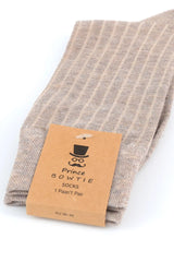 (Beige) Herren Socken Rippstruktur mit Prince Bowtie Etikett – Verpackung