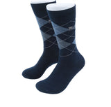 (Dunkelblau) Herren Socken Argyle-Muster Baumwolle – Trageansicht