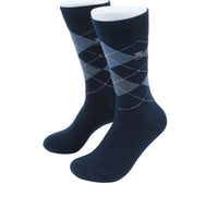 (Dunkelblau) Herren Socken Argyle-Muster Baumwolle – Trageansicht
