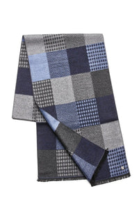 (Dunkelblau) Schal Herren Bambus Patchwork nachhaltig – gefaltet