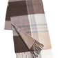 (Beige) Cashmere Schal Herren kariert 100% Kaschmir – gefaltet mit Fransen