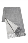(Grau) Kaschmirschal Herren Uni 100% Cashmere – gefaltet mit Fransen