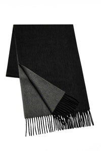 (Schwarz) Kaschmirschal Herren Uni 100% Cashmere – gefaltet mit Fransen