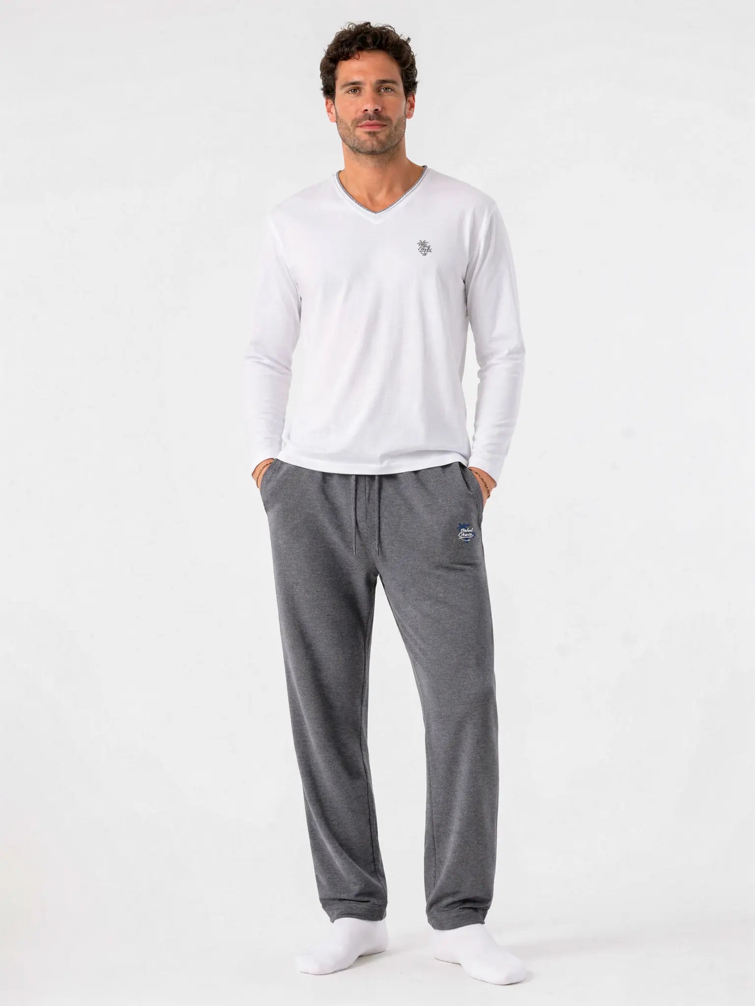 (Grau) Herren Lounge Hose – Ganzkörper-Look mit Lounge-Shirt