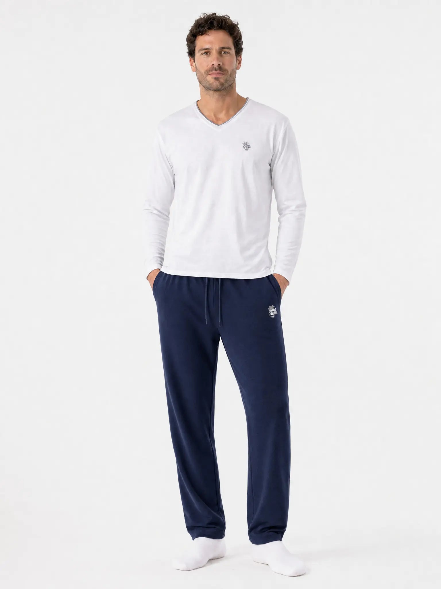 (Dunkelblau) Herren Lounge Hose – Ganzkörper-Look mit Lounge-Shirt
