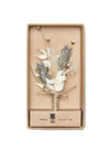 (Blau) Hochzeitsanstecker Trockenblumen in Geschenkbox – Boutonniere Bräutigam Prince Bowtie