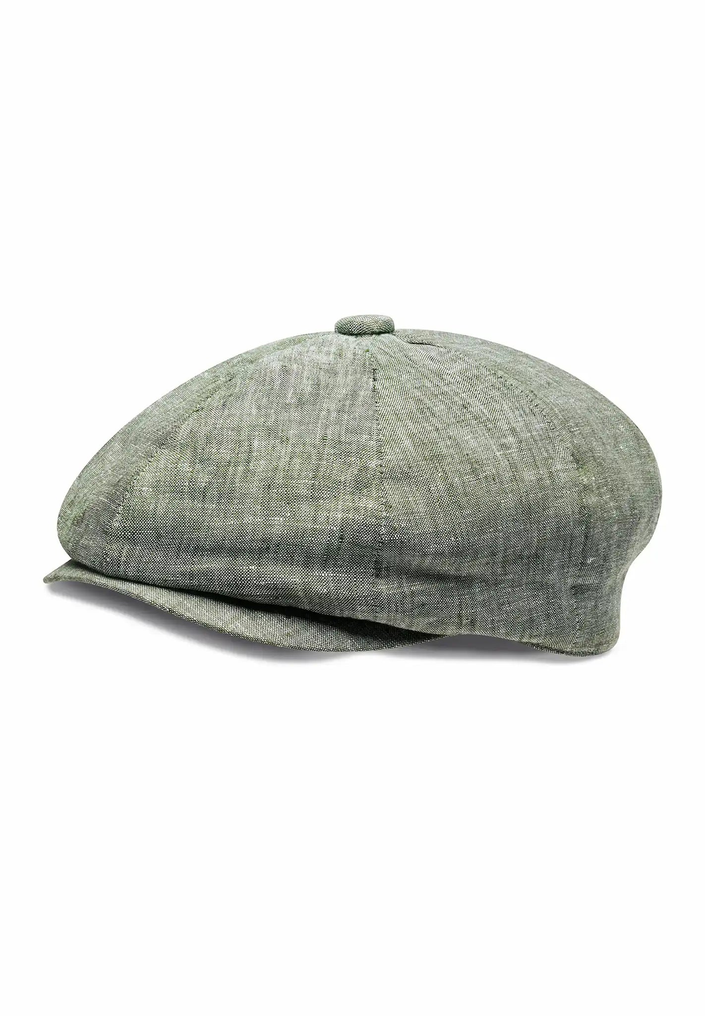 (Mint) Leinen-Ballonmütze Herren – Newsboy Cap Seitenansicht
