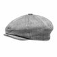 (Grau) Leinen-Ballonmütze Herren – Newsboy Cap Seitenansicht