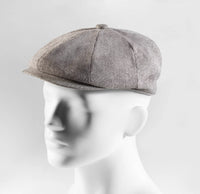 (Beige) Ballonmütze Herren Tweed Newsboy Cap – Seitenansicht auf Mannequin