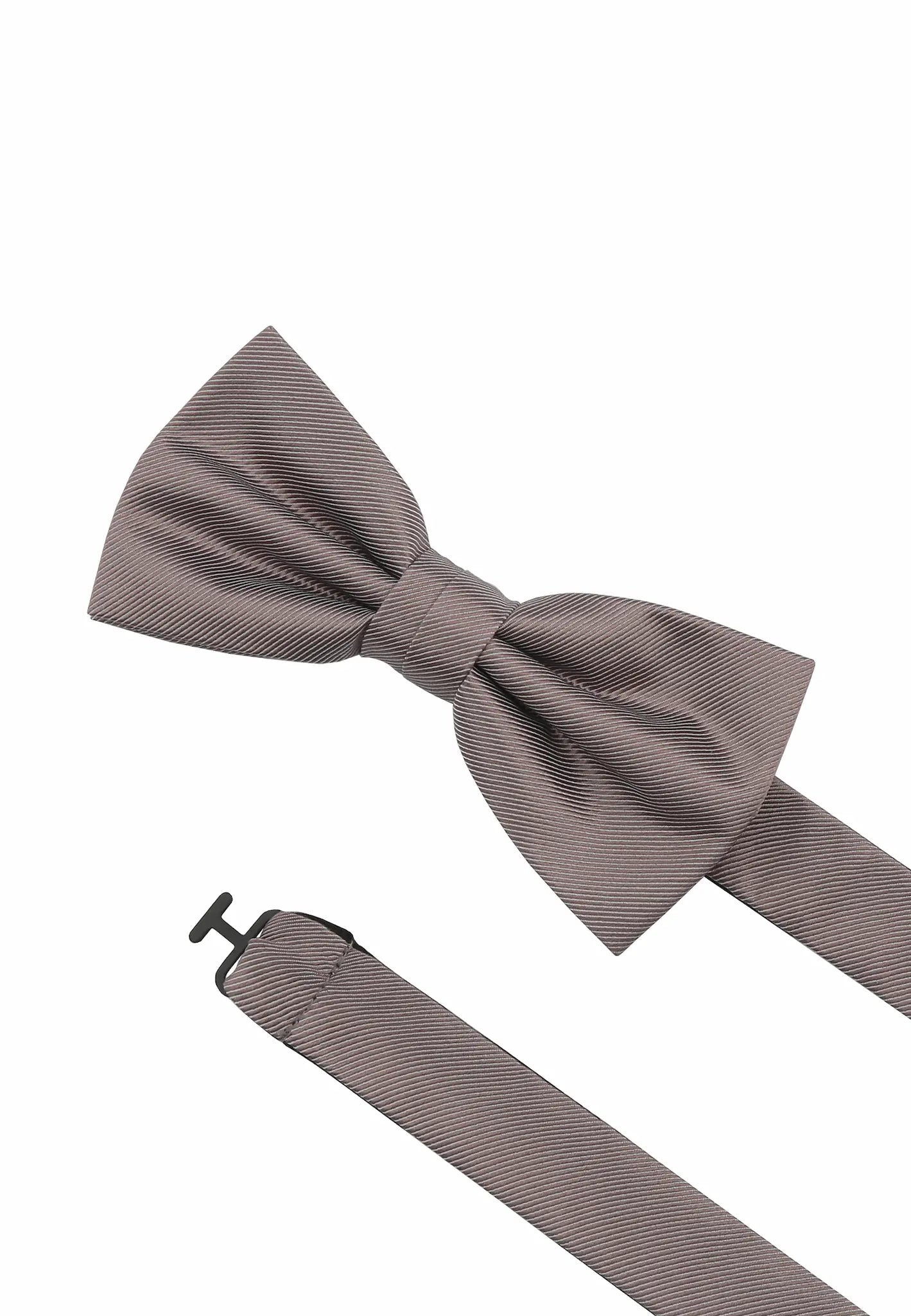 (Beige) Vorgebundene Fliege, Detailansicht Knoten und verstellbares Band