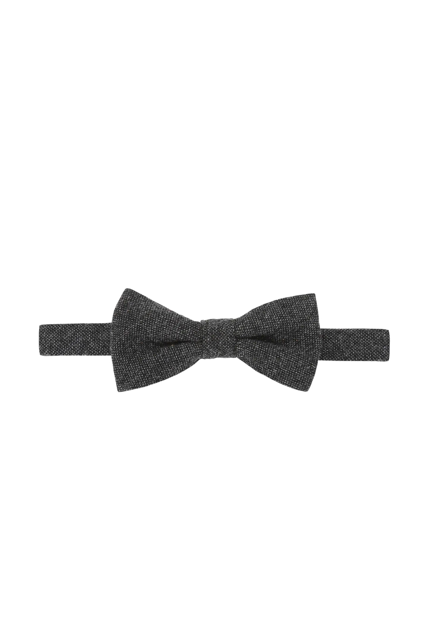 (Anthrazit) Fliege Herren Tweed Wolle – Frontalansicht mit Größenband
