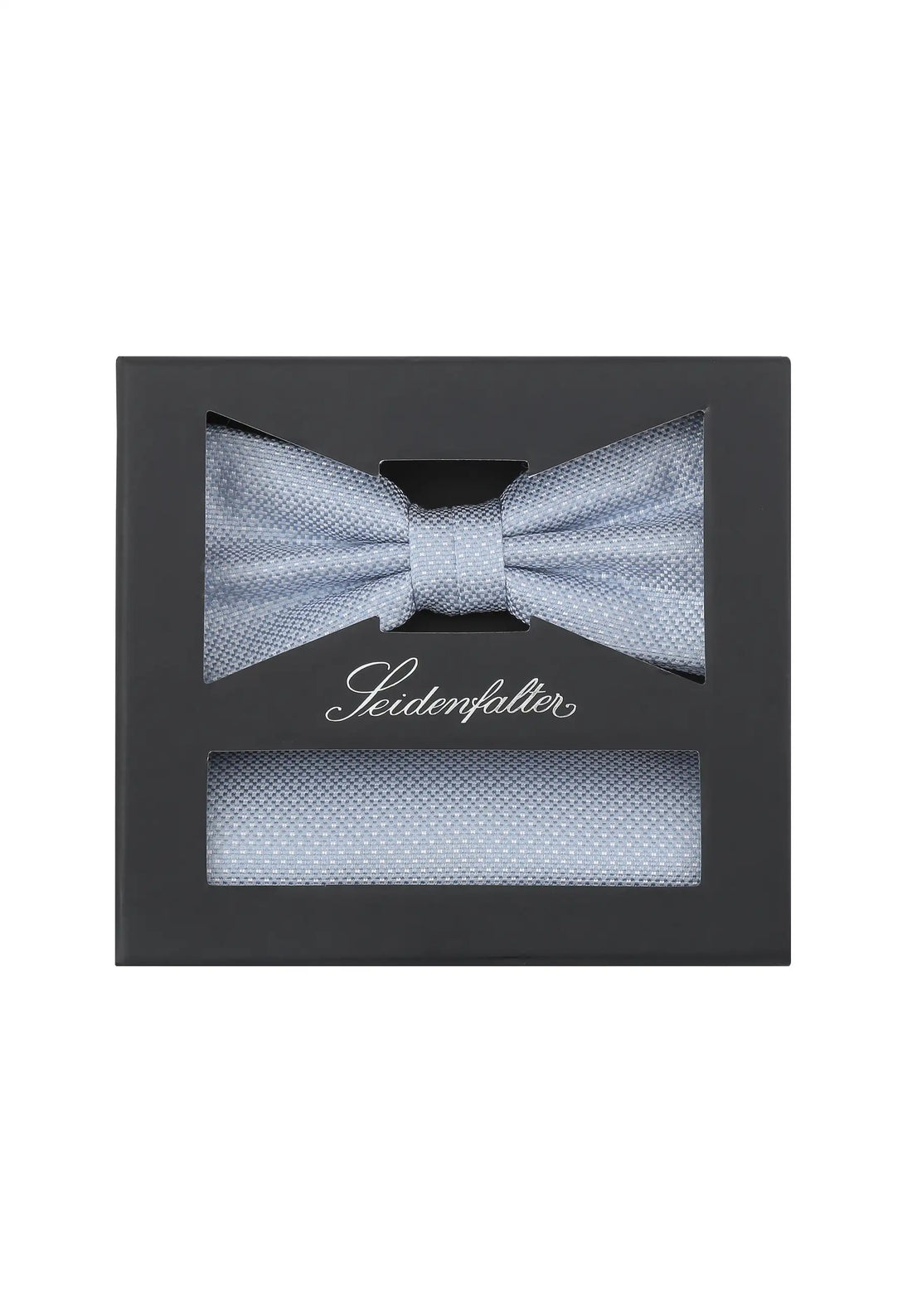 (Hellblau) Fliege und Einstecktuch Set aus Seide in Geschenkbox, Feinstruktur