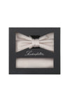 (Beige) Fliege und Einstecktuch Set aus Seide in Geschenkbox, Feinstruktur