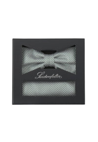 (Mint) Fliege und Einstecktuch Set aus Seide in Geschenkbox, Feinstruktur