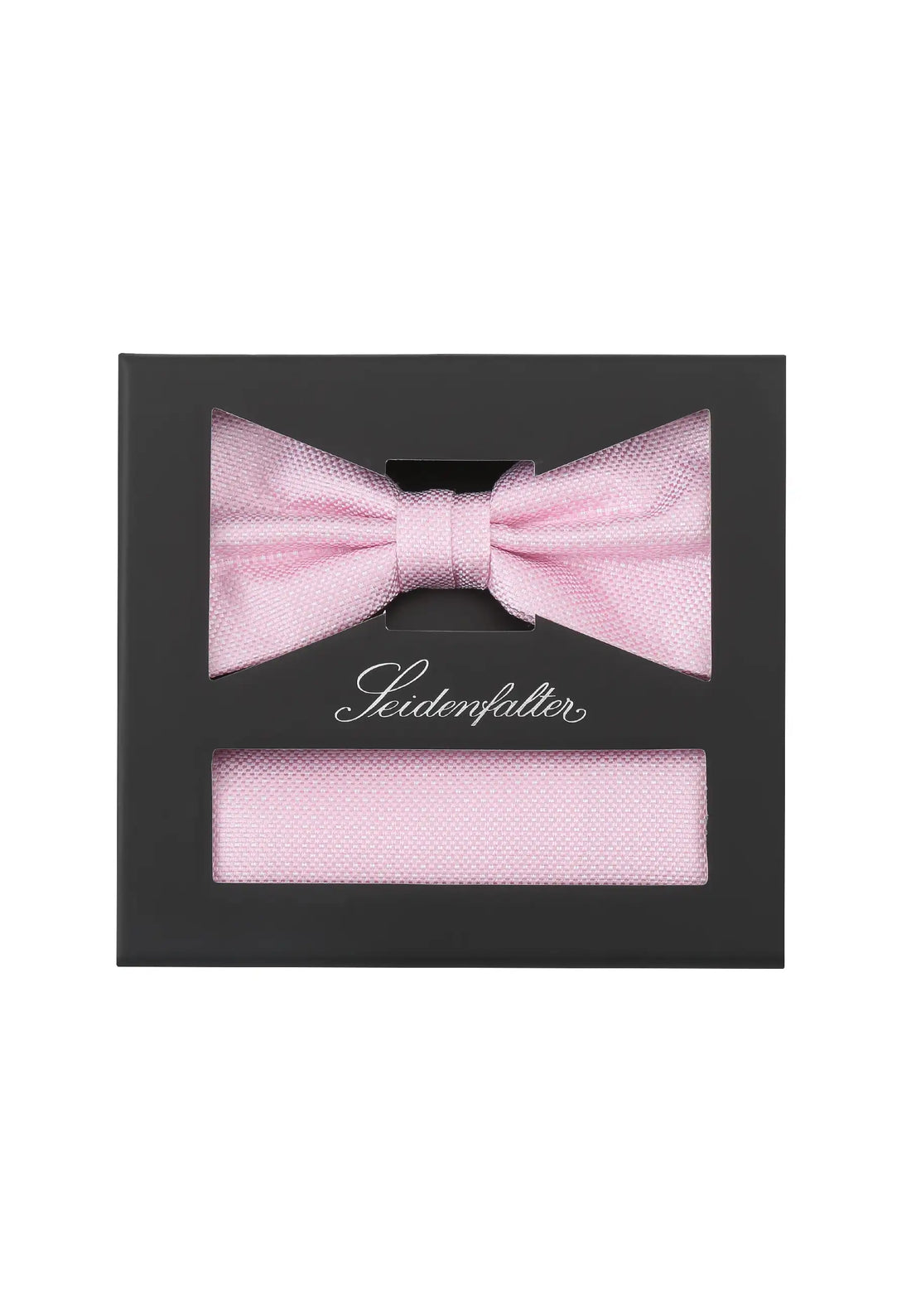 (Rosa) Fliege und Einstecktuch Set aus Seide in Geschenkbox, Feinstruktur