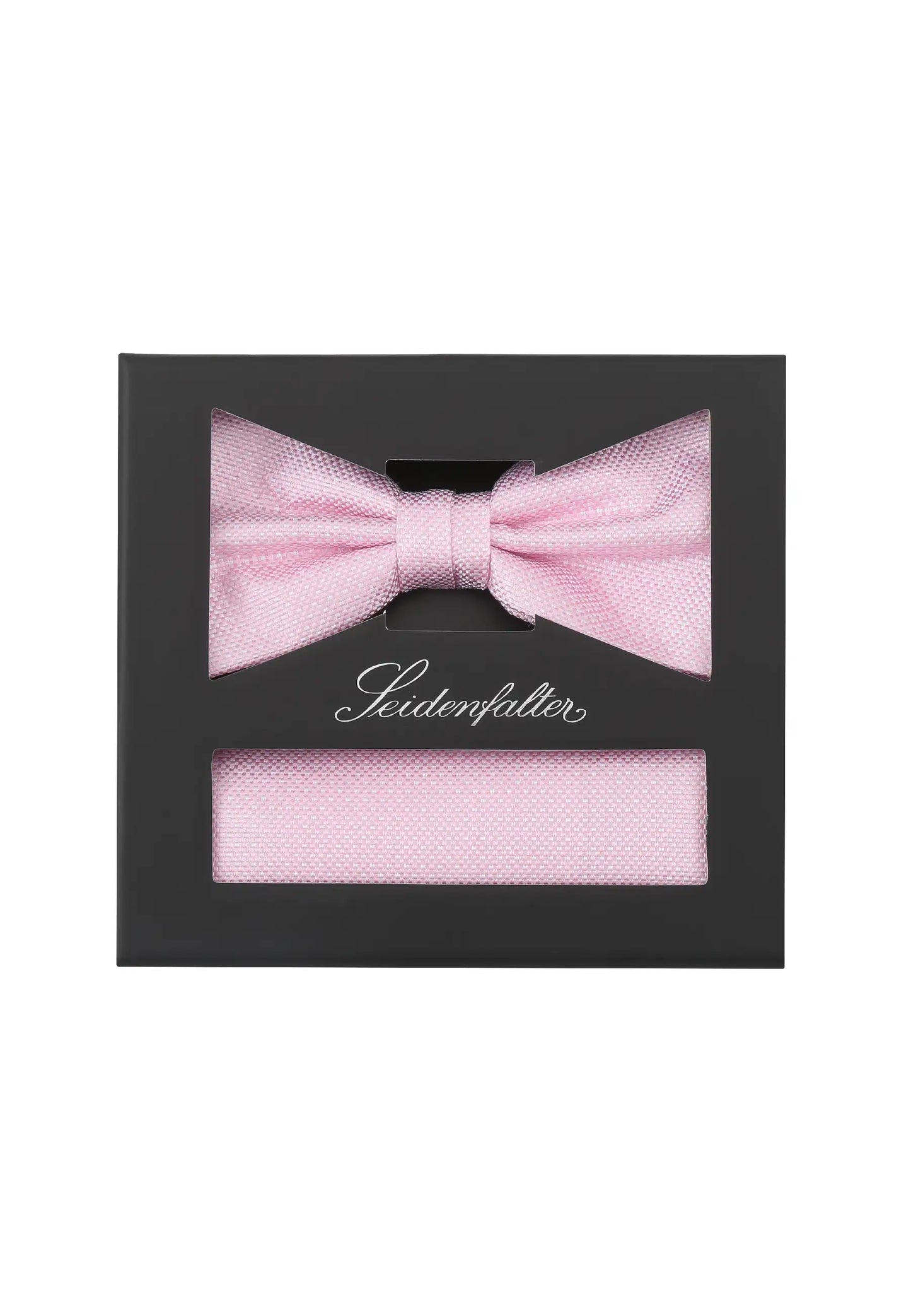 (Rosa) Fliege und Einstecktuch Set aus Seide in Geschenkbox, Feinstruktur