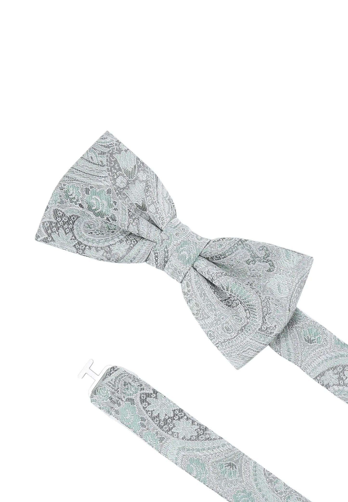 (Grün) Fliege Hochzeit Paisley Seide – Detailansicht mit verstellbarem Größenband