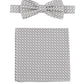 (Silber) Fliege und Einstecktuch Set Hochzeit Kreise – Fliege und Tuch ausgelegt