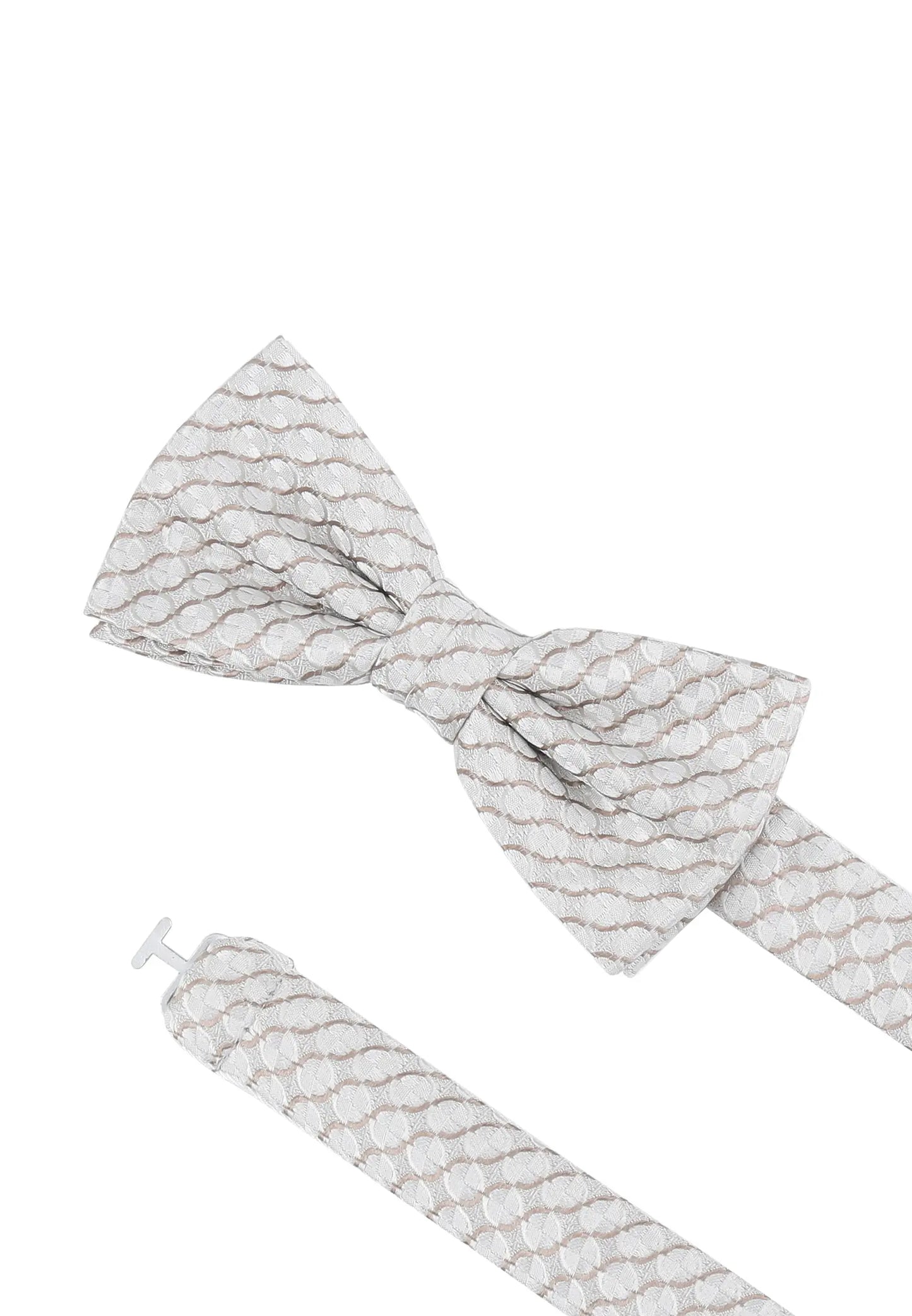 (Beige) Hochzeitsfliege Kreise Seide – Detailansicht mit verstellbarem Größenband