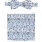(Hellblau) Fliege und Einstecktuch Set Hochzeit Floral – Fliege und Tuch ausgelegt