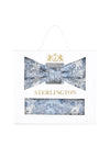 (Hellblau) Fliege Einstecktuch Set Floral Seide – Sterlington Geschenkbox Frontalansicht
