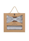 (Silber) Fliege Einstecktuch Set Herren Mikromuster Seide – Geschenkverpackung Prince Bowtie