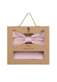 (Rosa) Fliege Einstecktuch Set Herren Mikromuster Seide – Geschenkverpackung Prince Bowtie