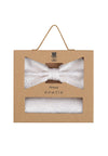 (Off-White) Fliege Einstecktuch Set Herren Paisley Seide – Geschenkverpackung Prince Bowtie