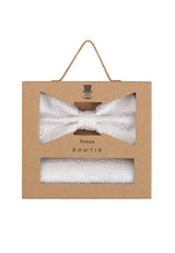 (Off-White) Fliege Einstecktuch Set Herren Paisley Seide – Geschenkverpackung Prince Bowtie