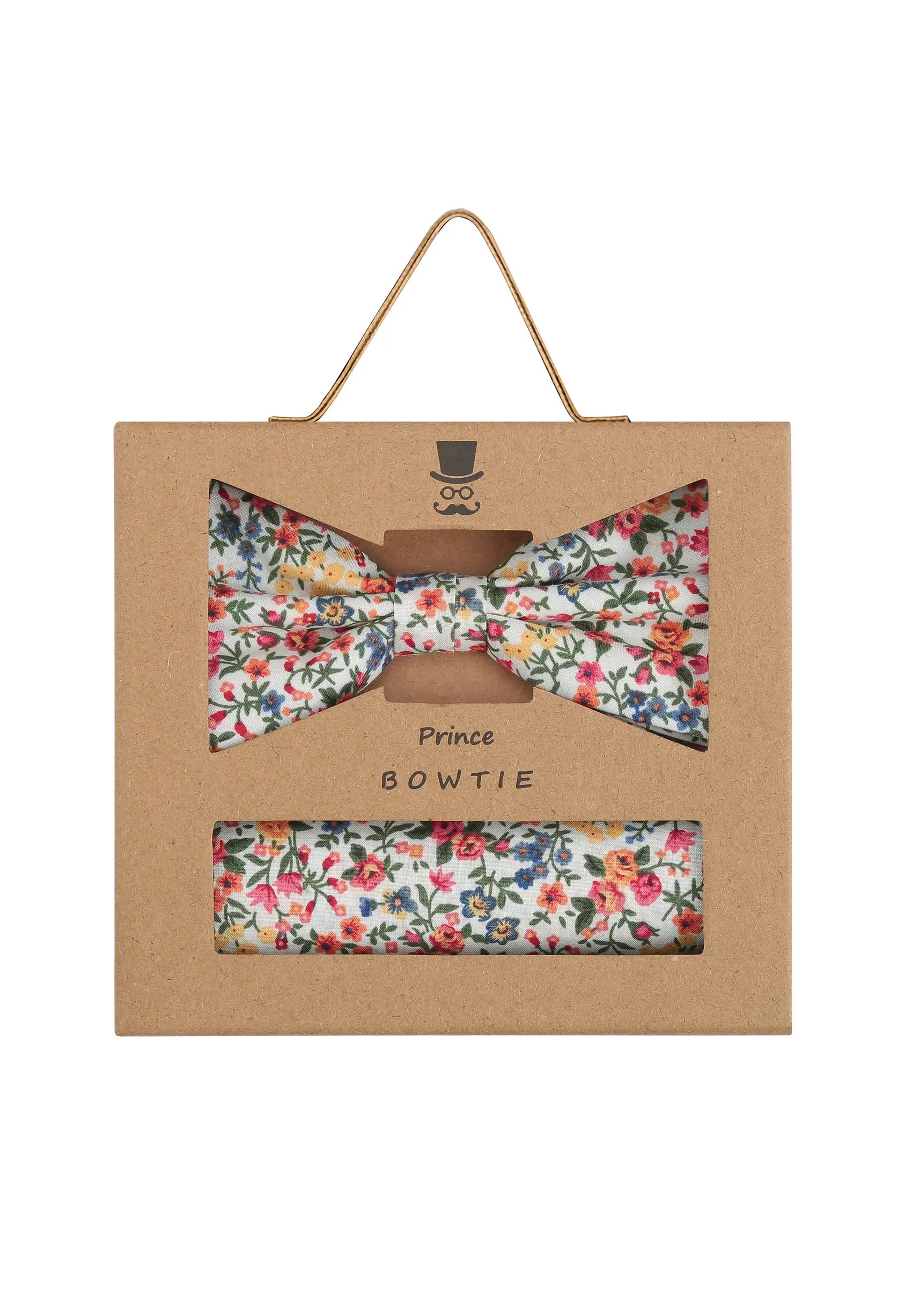 (Bunt) Fliege Einstecktuch Set Blumenmuster – Geschenkverpackung Prince Bowtie