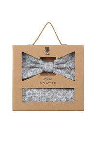 (Grau) Fliege Einstecktuch Set Medaillon-Muster – Geschenkverpackung Prince Bowtie