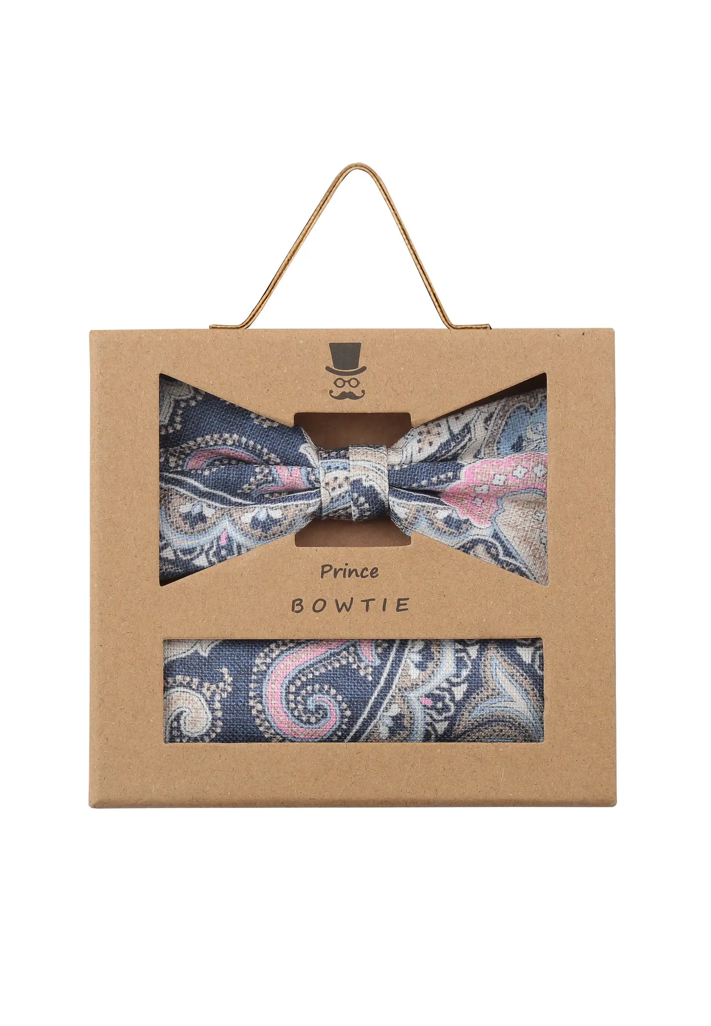 (Dunkelblau) Fliege Einstecktuch Set Paisley-Muster – Geschenkverpackung Prince Bowtie
