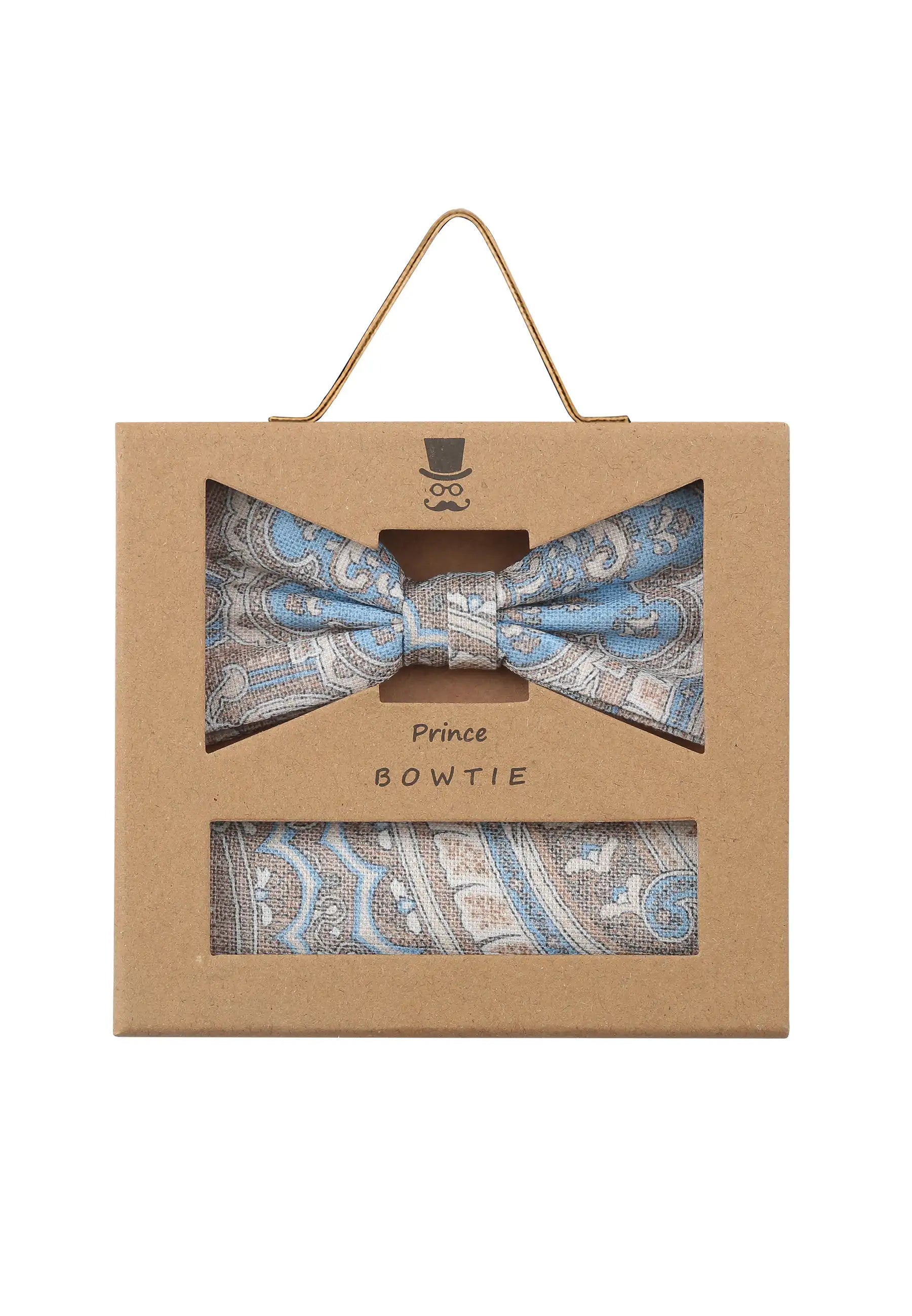 (Beige) Fliege Einstecktuch Set Paisley-Muster – Geschenkverpackung Prince Bowtie