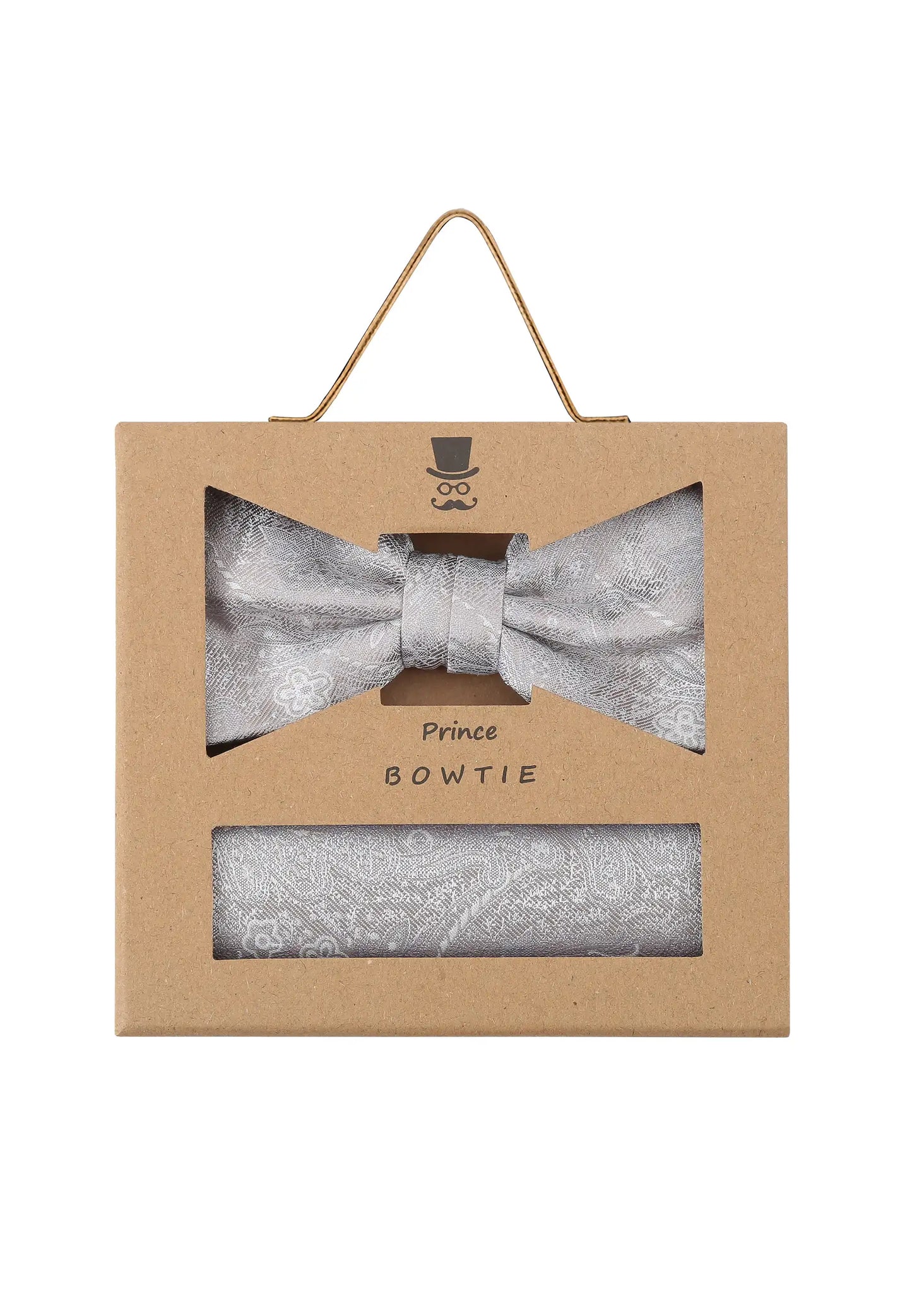 (Beige) Fliege Einstecktuch Set Paisley Seide – Geschenkverpackung Prince Bowtie