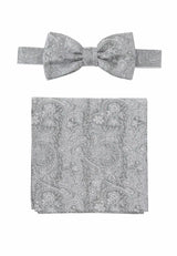 (Mint) Fliege Einstecktuch Set Herren Paisley Seide – Gesamtansicht