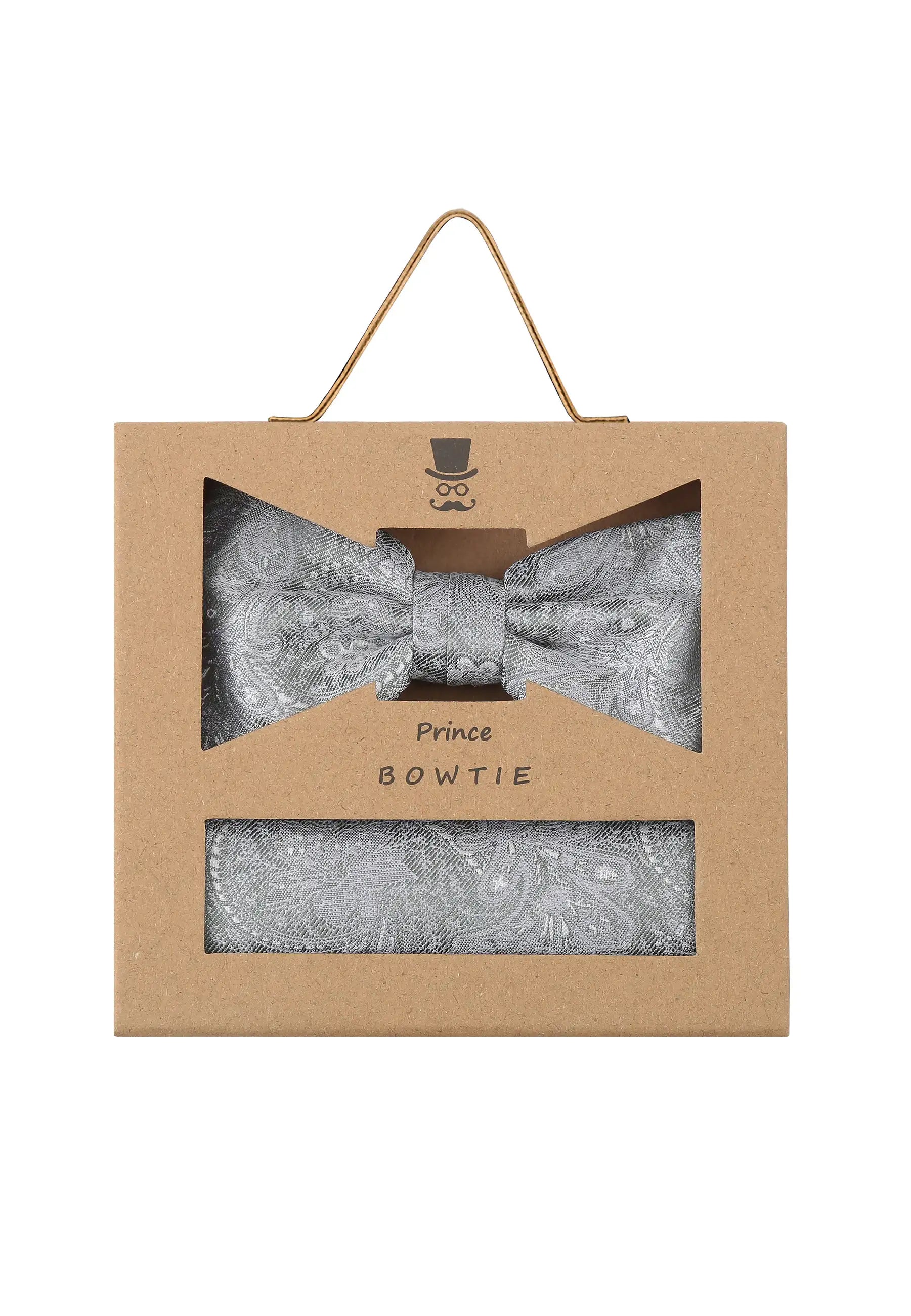 (Mint) Fliege Einstecktuch Set Paisley Seide – Geschenkverpackung Prince Bowtie