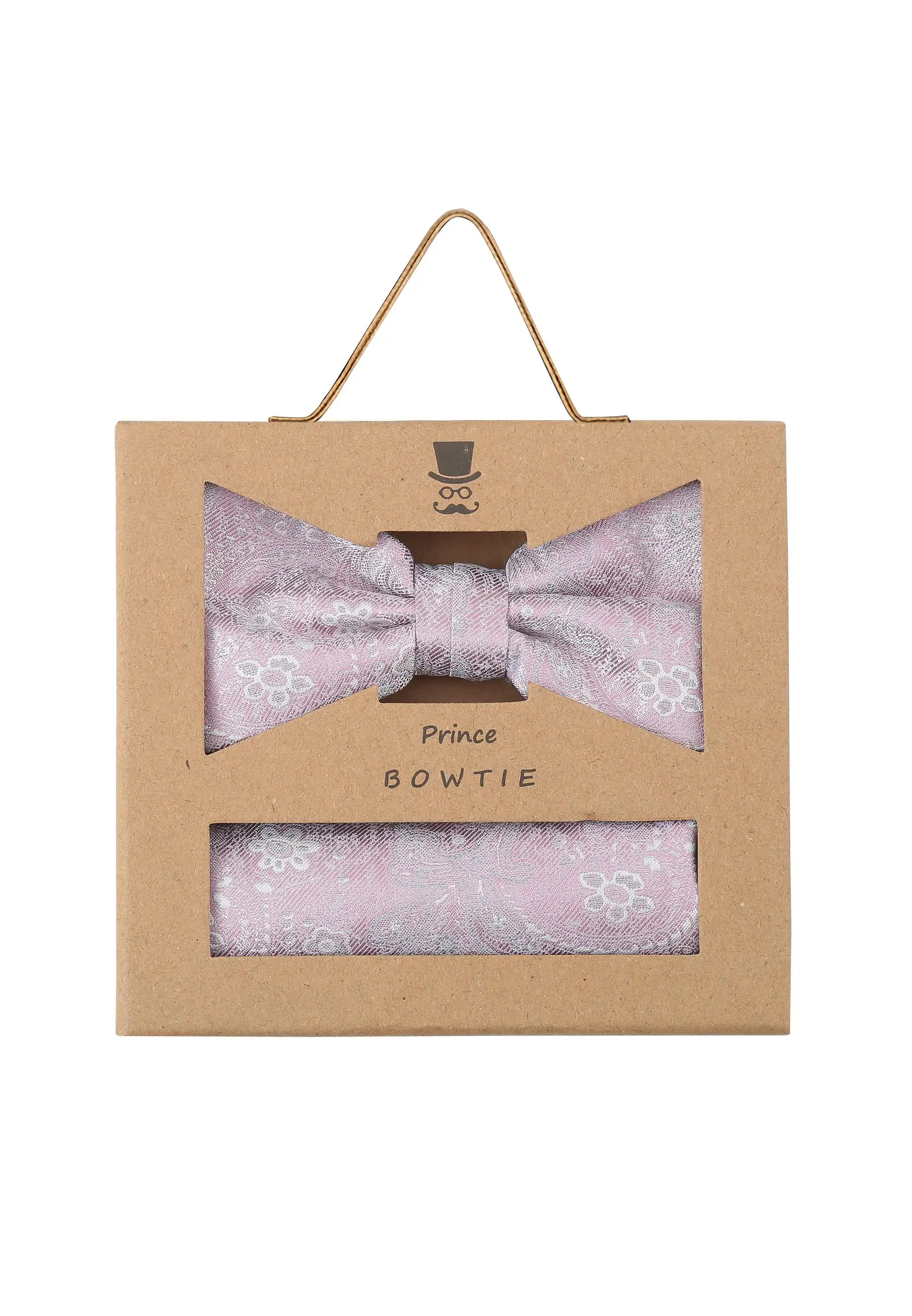 (Rosa) Fliege Einstecktuch Set Paisley Seide – Geschenkverpackung Prince Bowtie