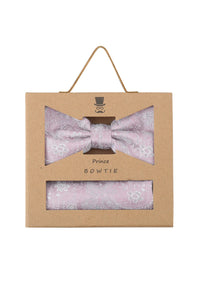 (Rosa) Fliege Einstecktuch Set Paisley Seide – Geschenkverpackung Prince Bowtie