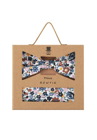 (Dunkelblau) Fliege Einstecktuch Set Blumenmuster Baumwolle – Geschenkverpackung Prince Bowtie