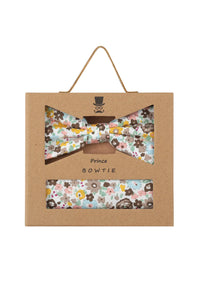 (Beige) Fliege Einstecktuch Set Blumenmuster Baumwolle – Geschenkverpackung Prince Bowtie