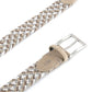 (Taupe) Flechtgürtel multicolor Schnalle Silber – Detailansicht Veloursleder