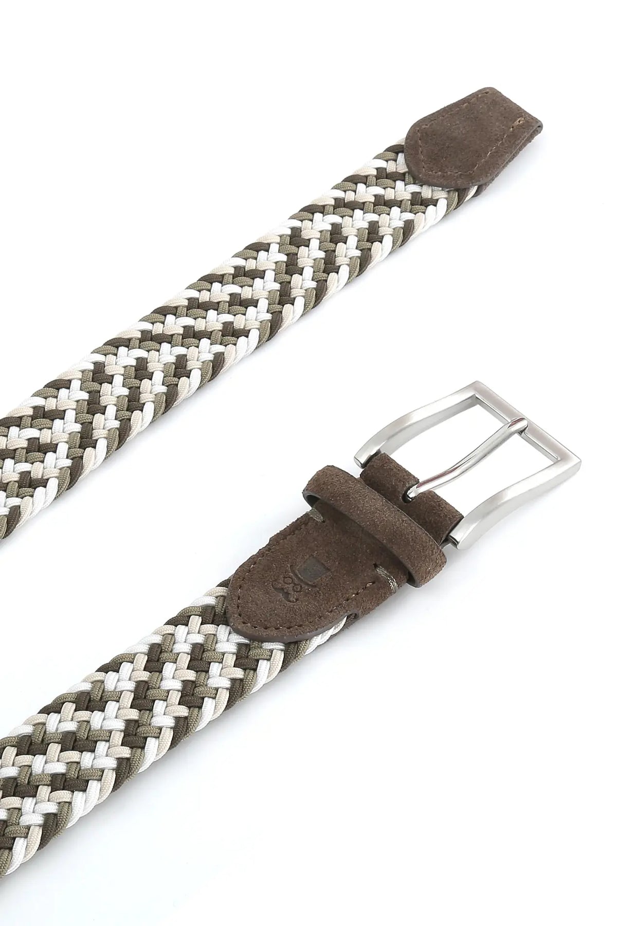 (Grün) Flechtgürtel multicolor Schnalle Silber – Detailansicht Veloursleder