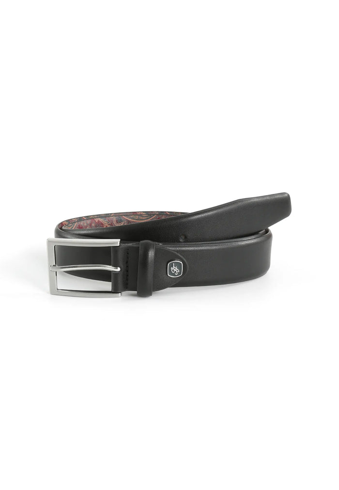 Ceinture homme en cuir 3,5 cm – avec dos imprimé cachemire
